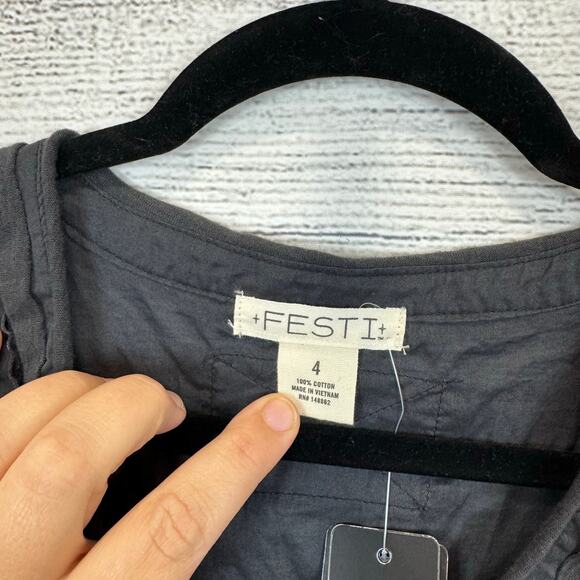 Torrid Festi Plus Size Gray Slub Cotton Raglan Button Up Oversized Top Size 4X - Picture 3 of 7